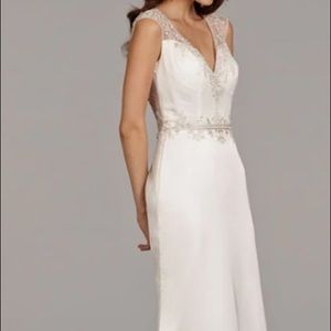 NEW- White Beaded Embroidered Sheer Back Dress